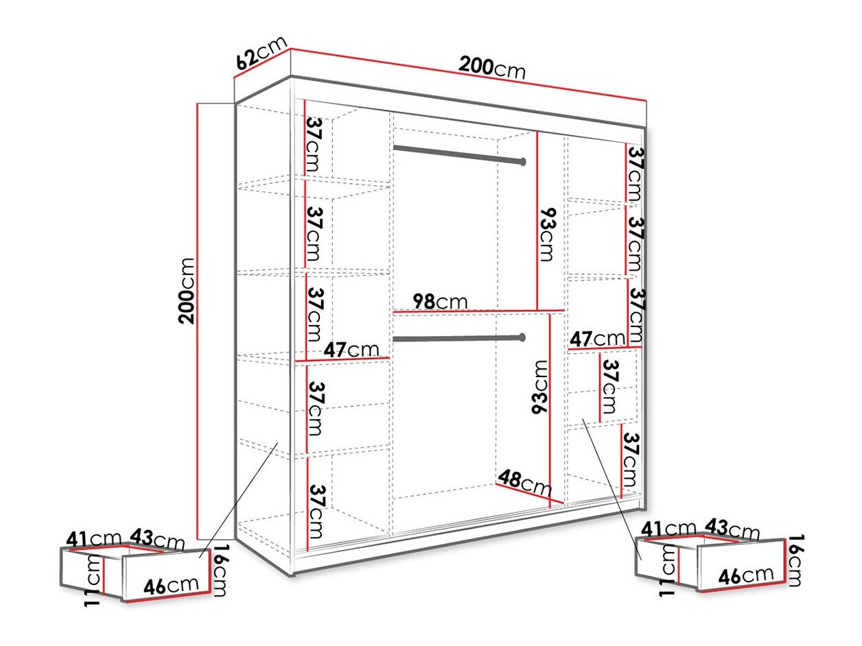 Armadio Hartford 244 (Nero opaco + Marmo nero)