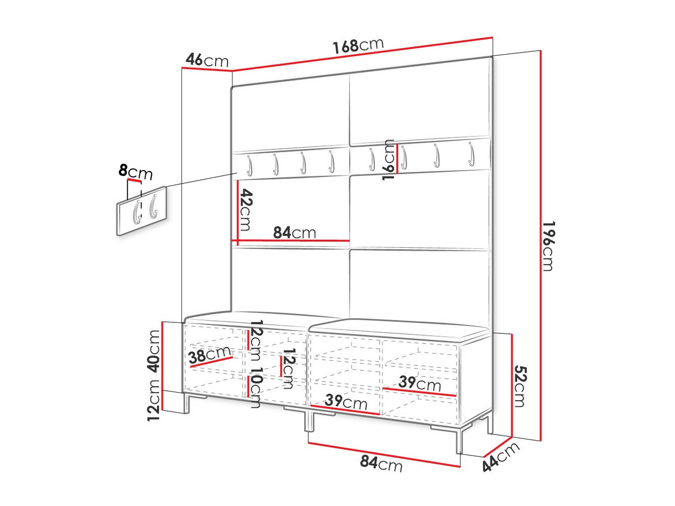 Set arredo da corridoio Nomal II (Craft quercia)