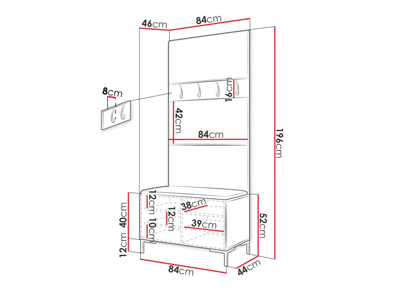 Set arredo da corridoio Nomal III (Eco pelle Soft 011)
