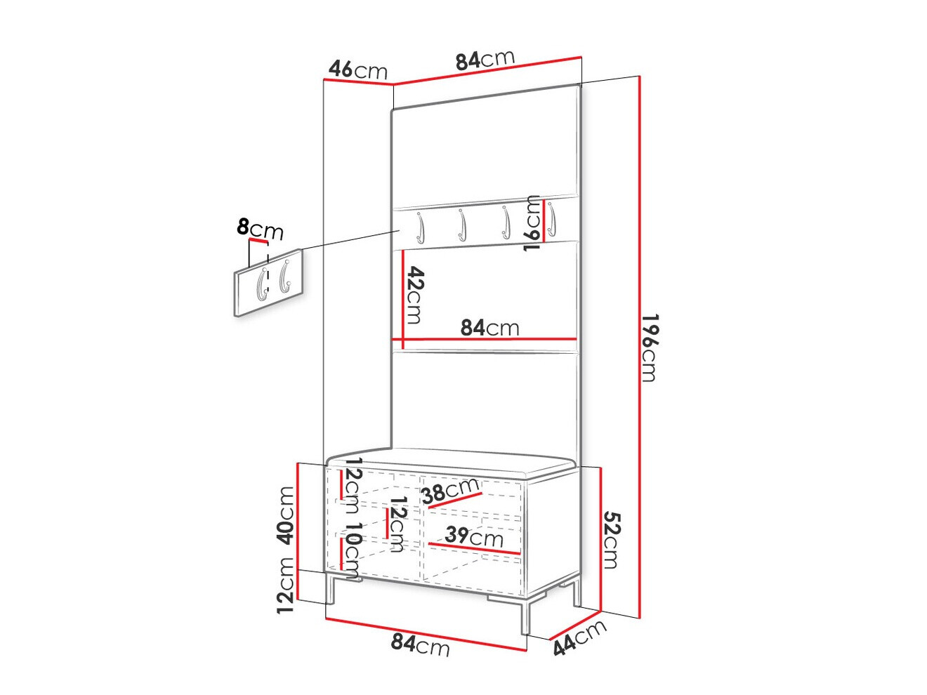 Set arredo da corridoio Nomal III (Eco pelle Soft 017)