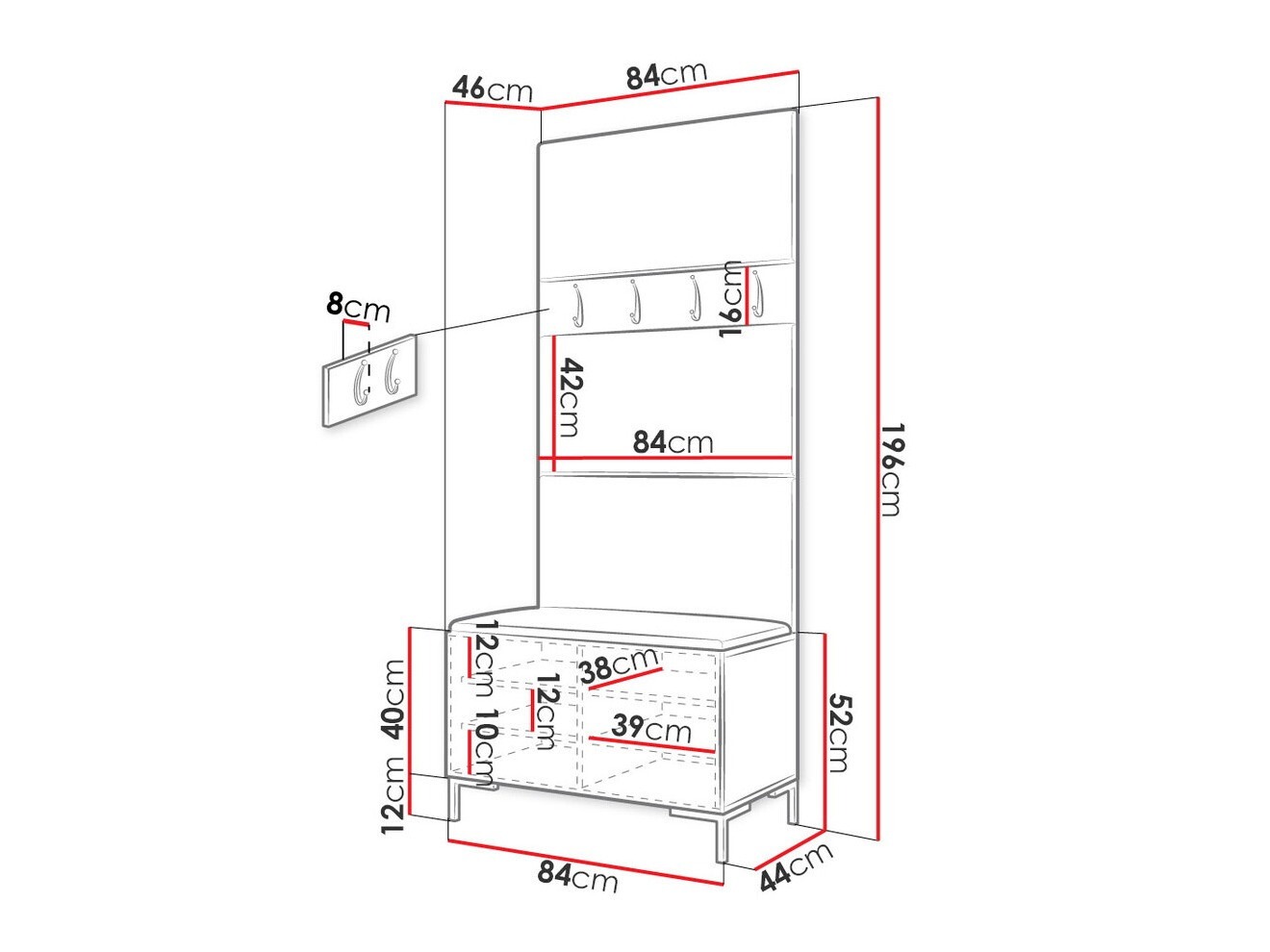 Set arredo da corridoio Nomal III (Eco pelle Soft 017)