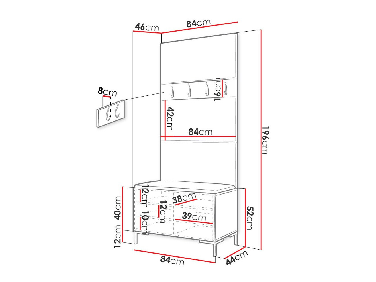 Set arredo da corridoio Nomal III (Eco pelle Soft 017)