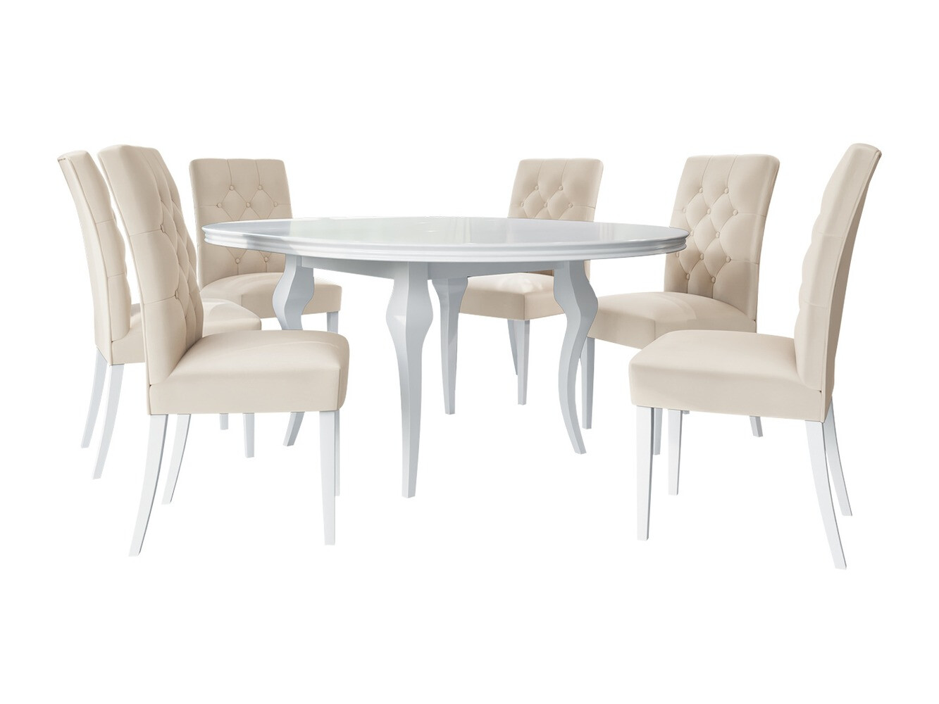 Set sala da pranzo Racine 138 (Bianco lucido + Magic Velvet 2250)