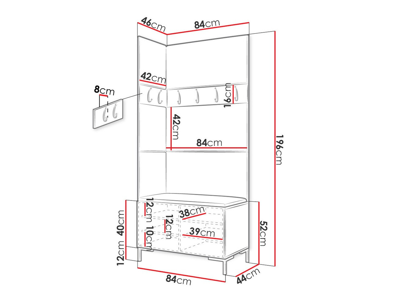Set arredo da corridoio Nomal IV (Bianco)