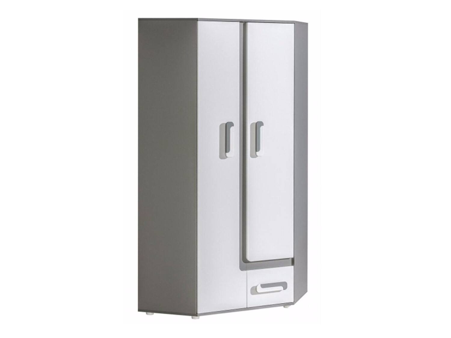 Armadio ad angolo Levtala 102 (Antracite + Bianco)