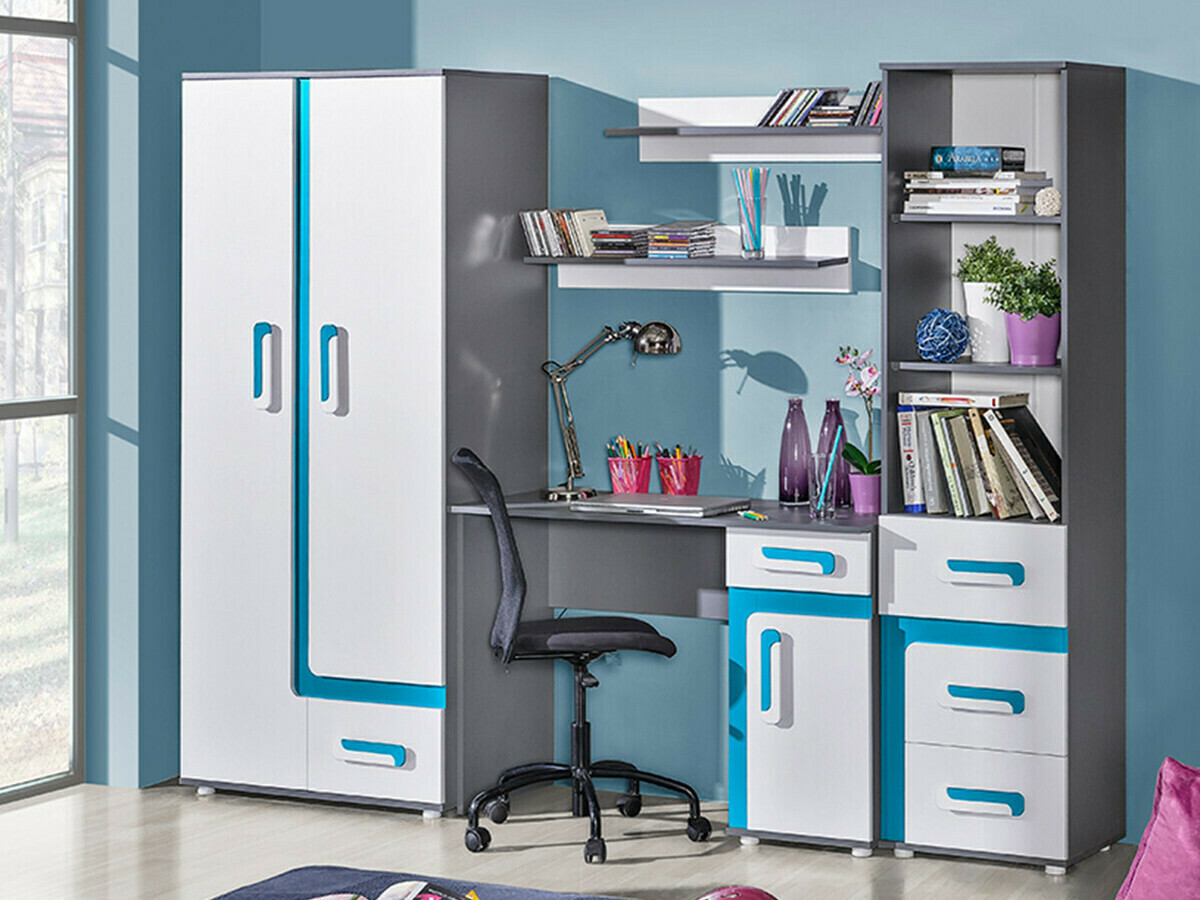 Armadio Levtala 101 (Antracite + Bianco + Turchese)