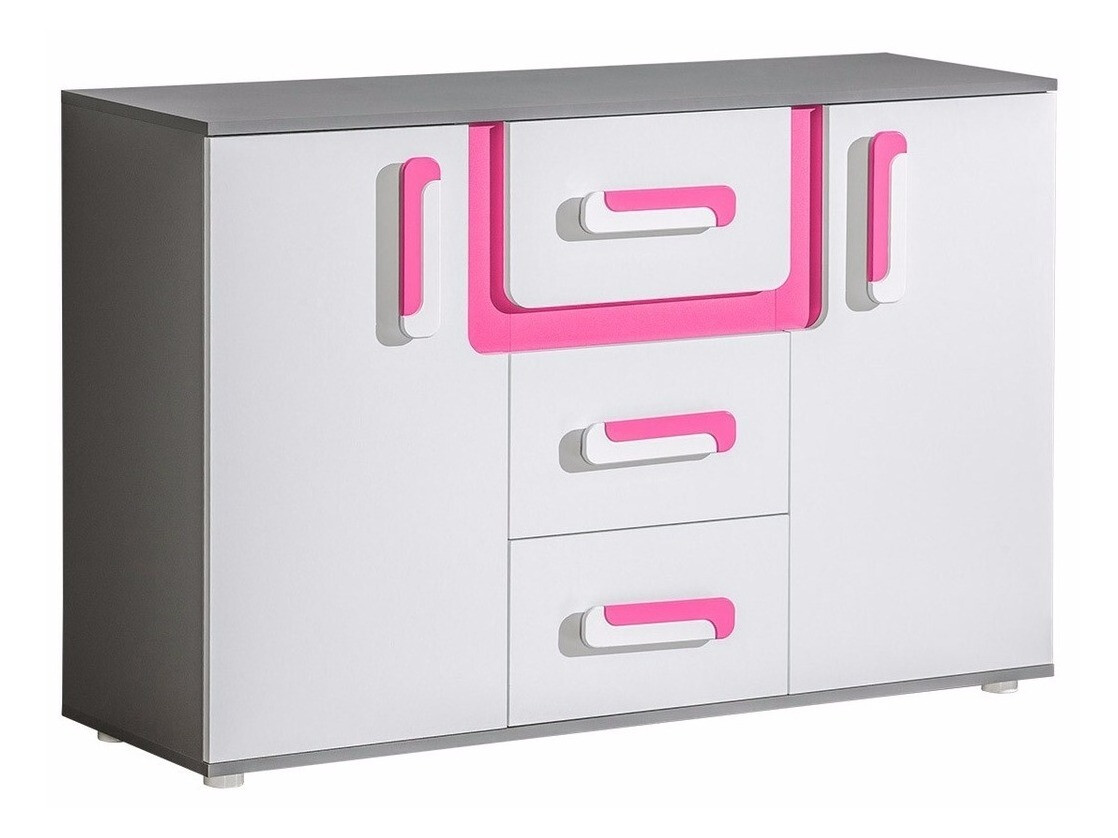 Cassettiera Levtala 107 (Antracite + Bianco + Fucsia)