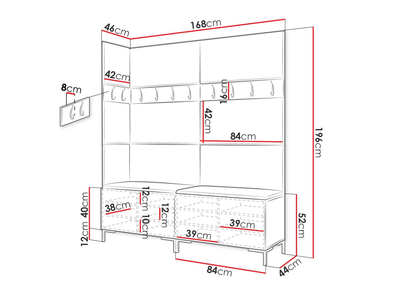 Set arredo da corridoio Nomal V (Eco pelle Soft 017)