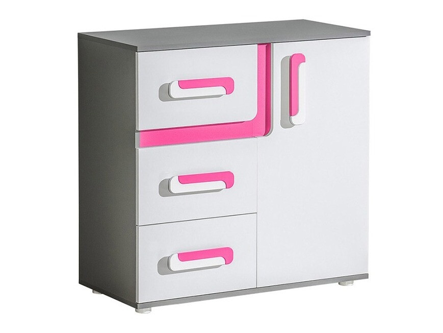 Cassettiera Levtala 108 (Antracite + Bianco + Fucsia)