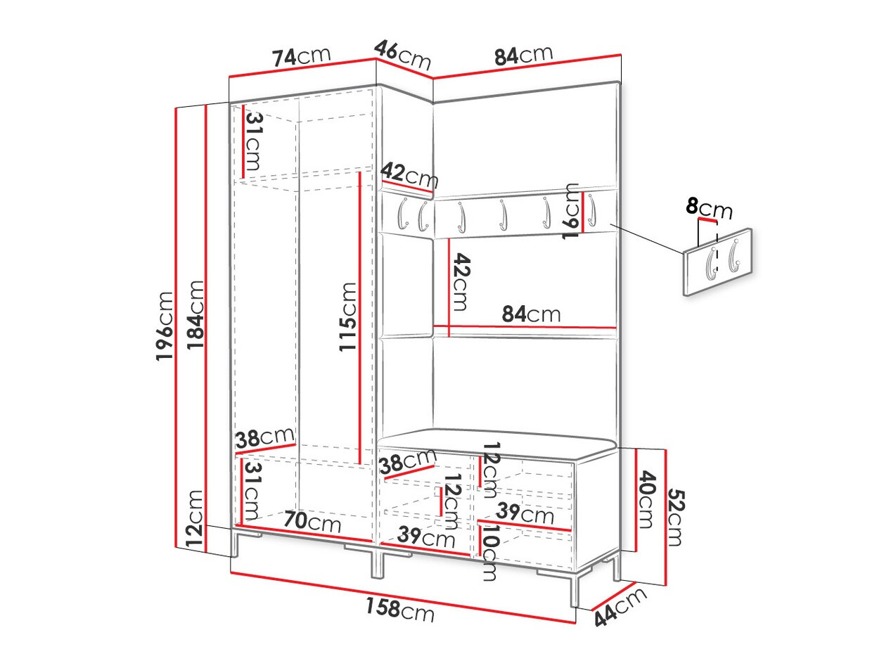 Set arredo da corridoio Nomal IX (Eco pelle Soft 017)