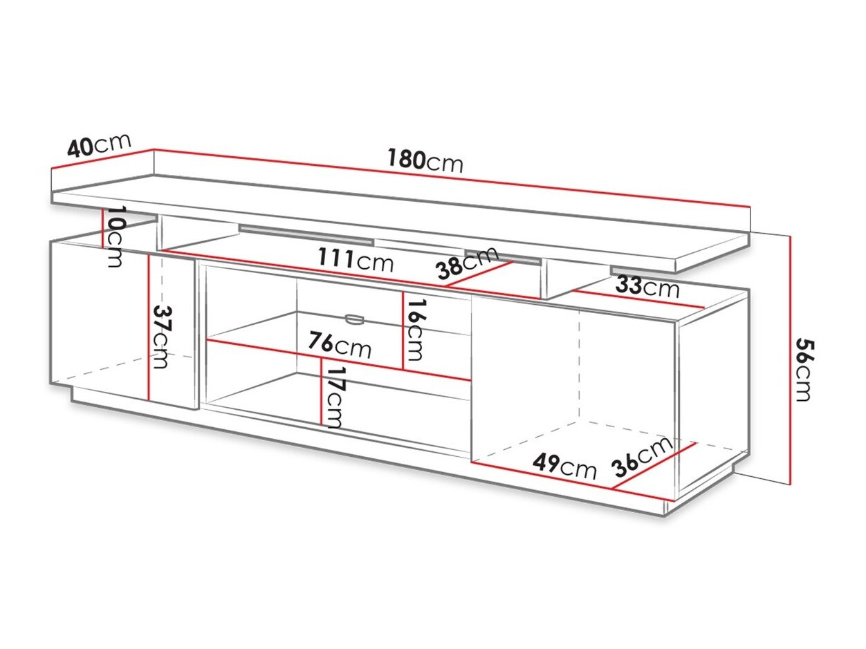 Mobile porta TV Figura (Bianco + Bianco lucido)