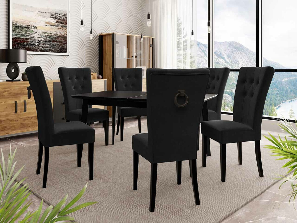 Set sala da pranzo Racine 144 (Nero + Magic Velvet 2219)