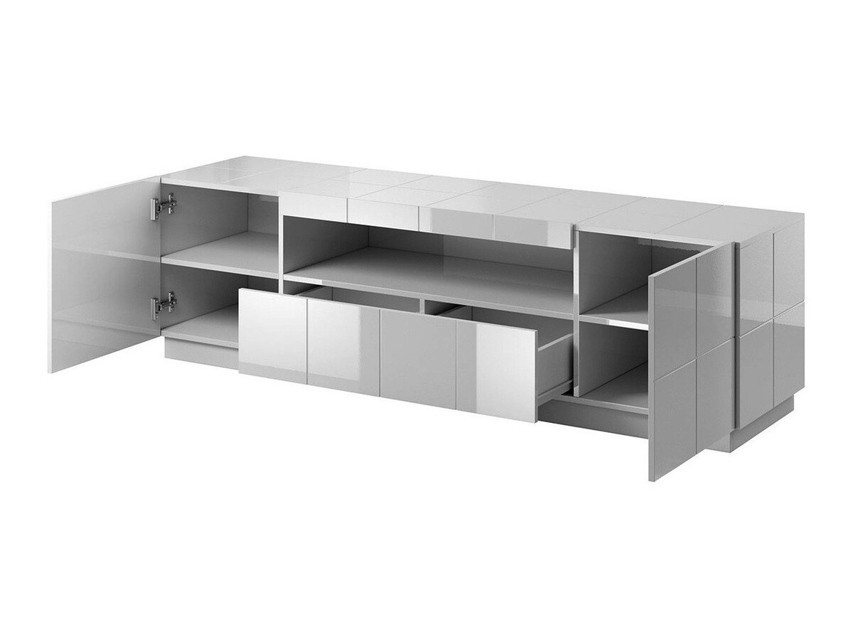 Mobile porta TV Charlotte 131 (Grigio lucido)