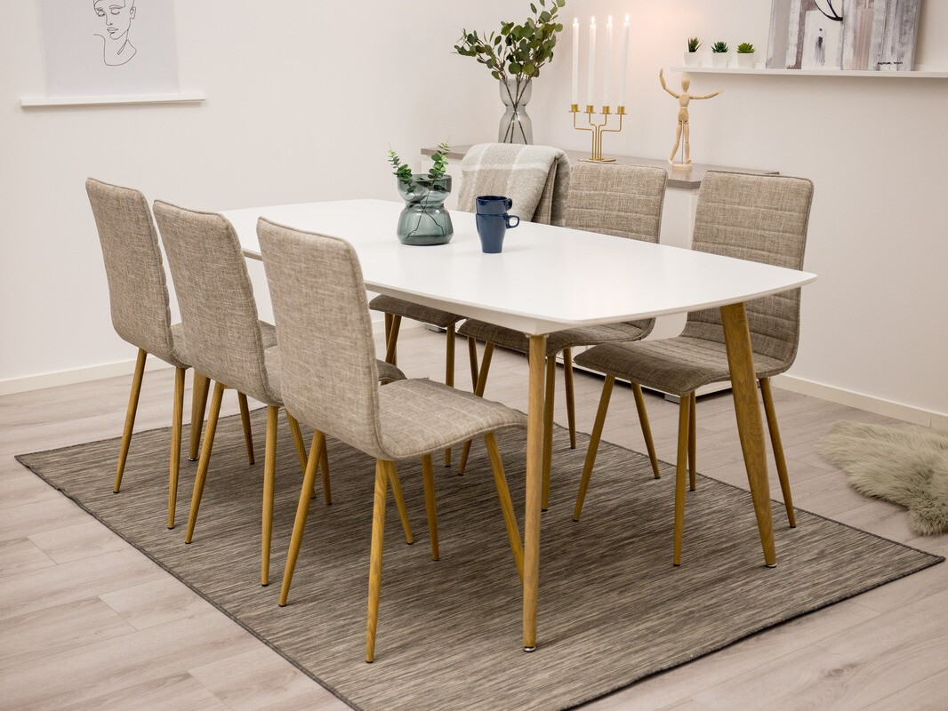 Tavolo Dallas 131 (Bianco + quercia)