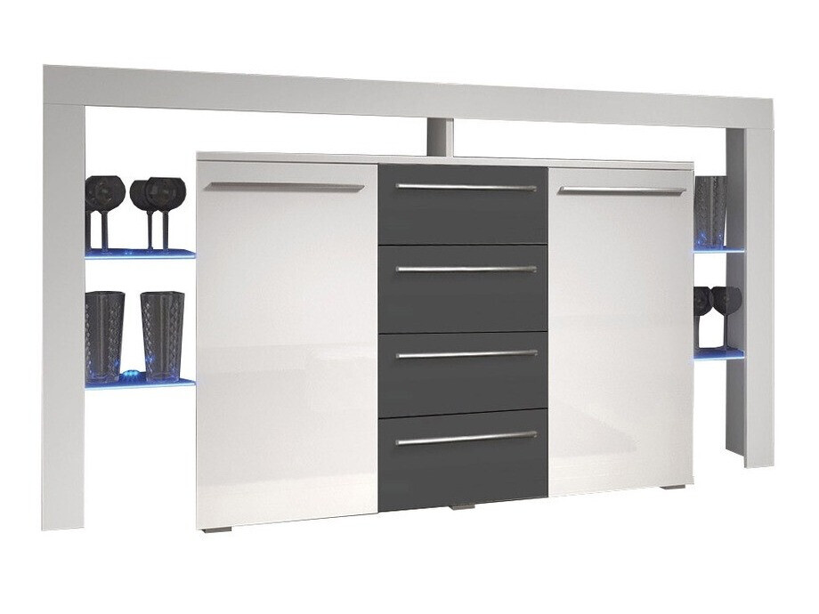 Cassettiera Aestas (Bianco + Grigio lucido)