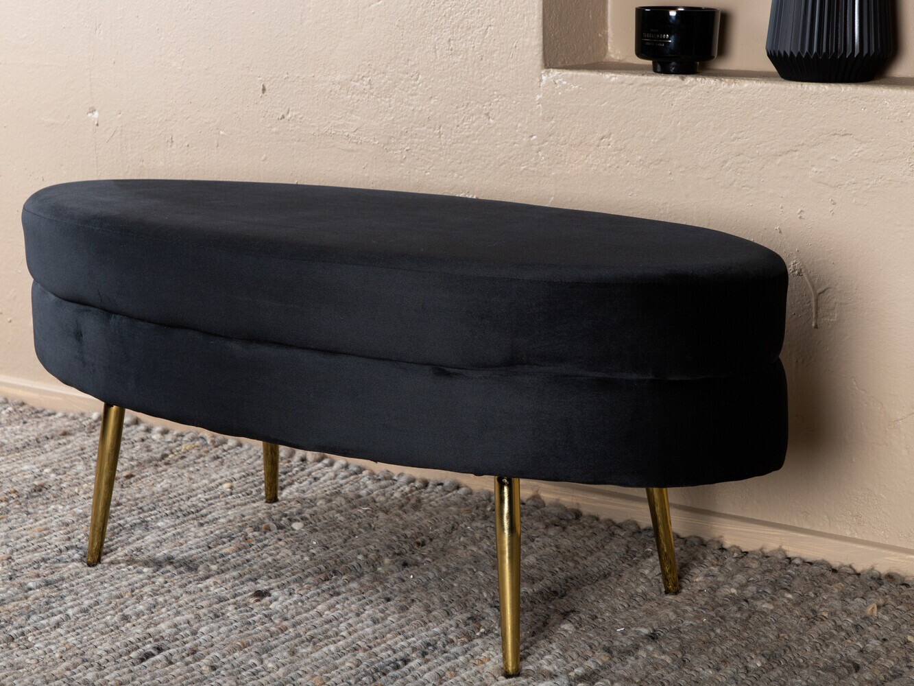 Panca imbottita Dallas 2920 (Nero + Ottone)