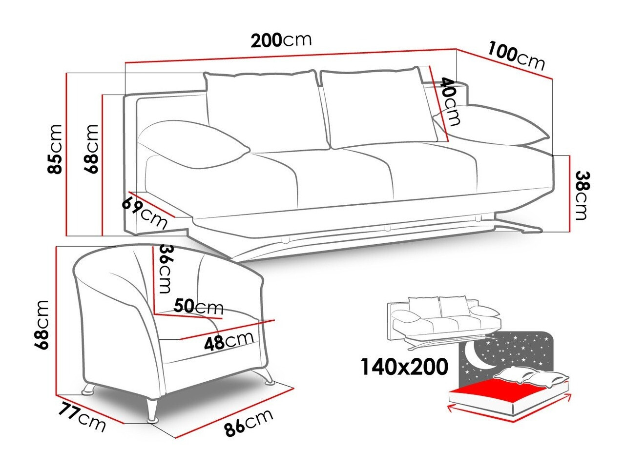 Set mobili imbottiti Velum (Soft 020)