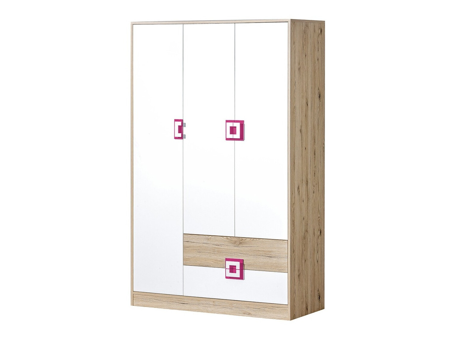 Armadio Balvire 104 (Rovere chiaro + Bianco + Fucsia)
