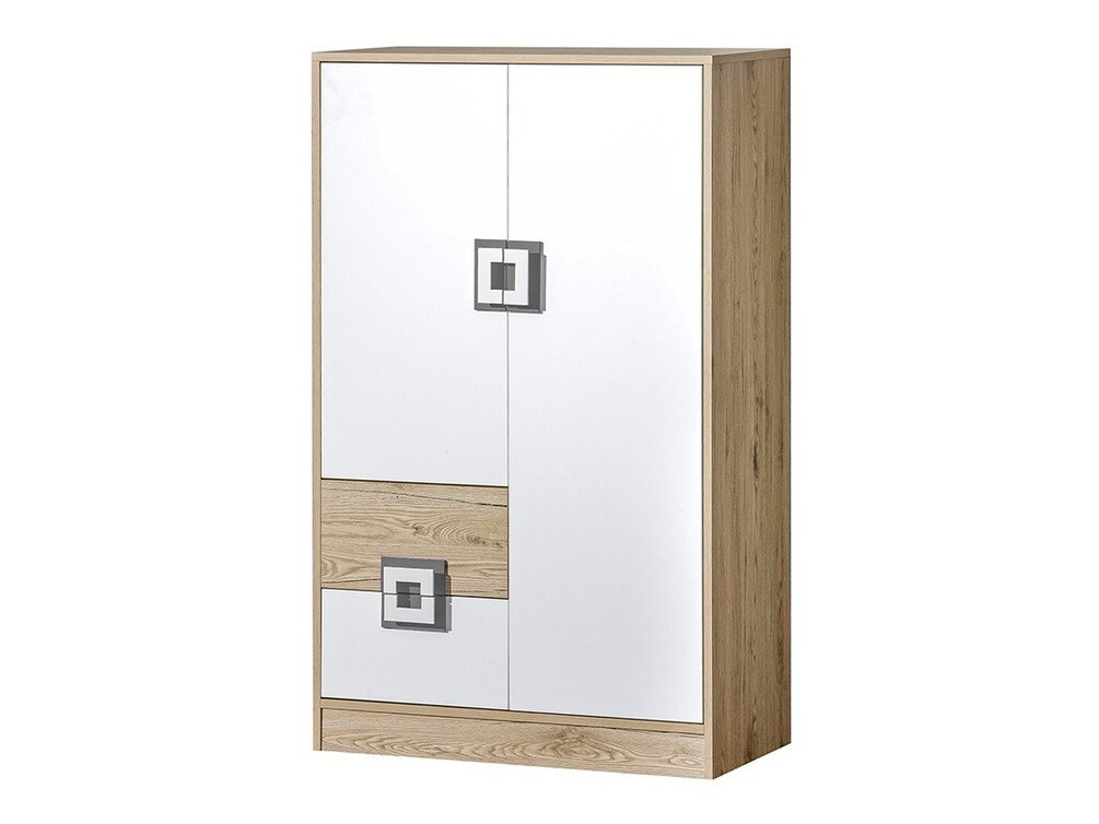 Cassettiera Balvire 108 (Rovere chiaro + Bianco + Grigio)