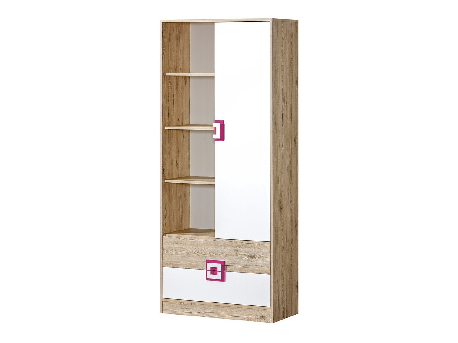 Scaffale Balvire 105 (Rovere chiaro + Bianco + Fucsia)