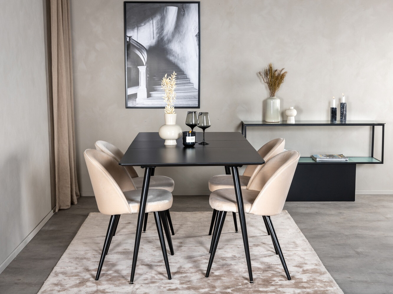 Set sala da pranzo Dallas 1521 (Beige + Nero)