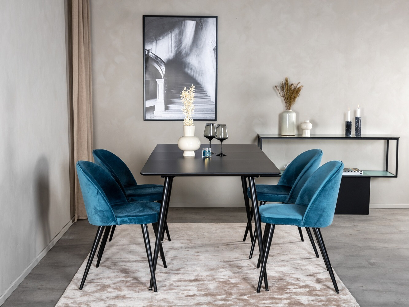 Set sala da pranzo Dallas 1521 (Blu + Nero)