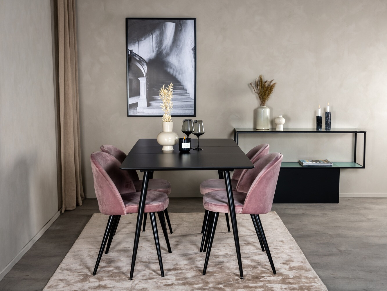 Set sala da pranzo Dallas 1521 (Fucsia + Nero)