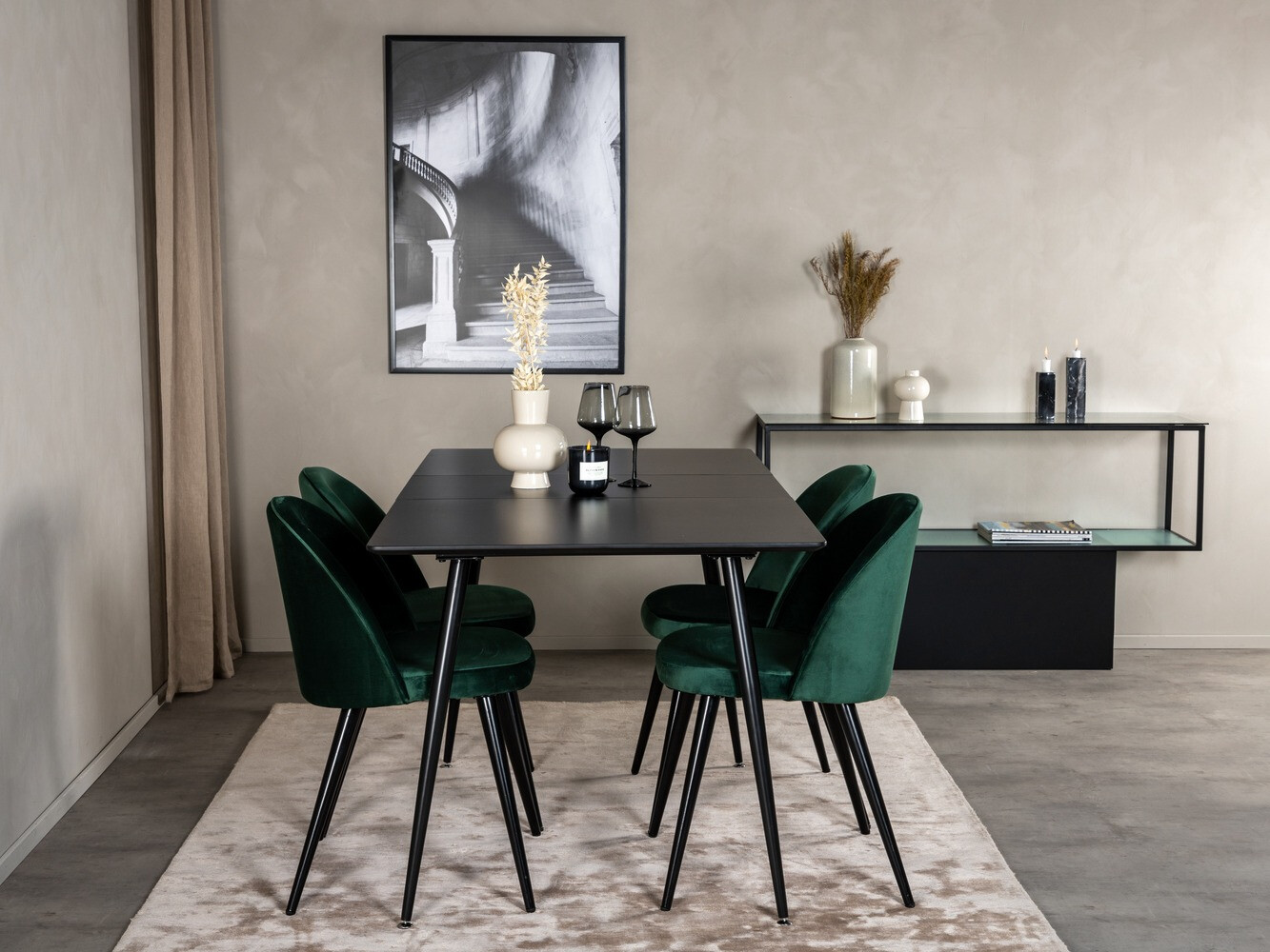 Set sala da pranzo Dallas 1521 (Verde + Nero)