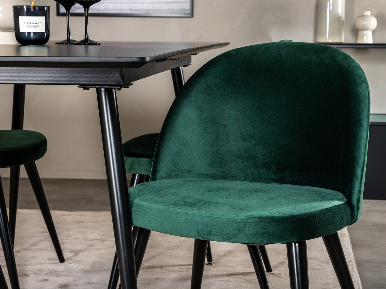 Set sala da pranzo Dallas 1521 (Verde + Nero)