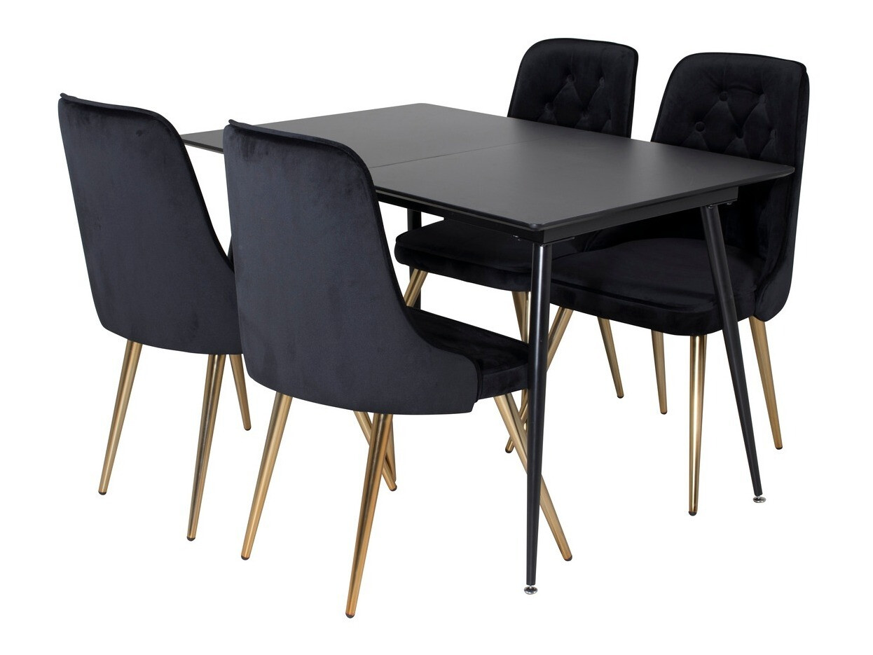 Set sala da pranzo Dallas 1522 (Nero + D'oro)