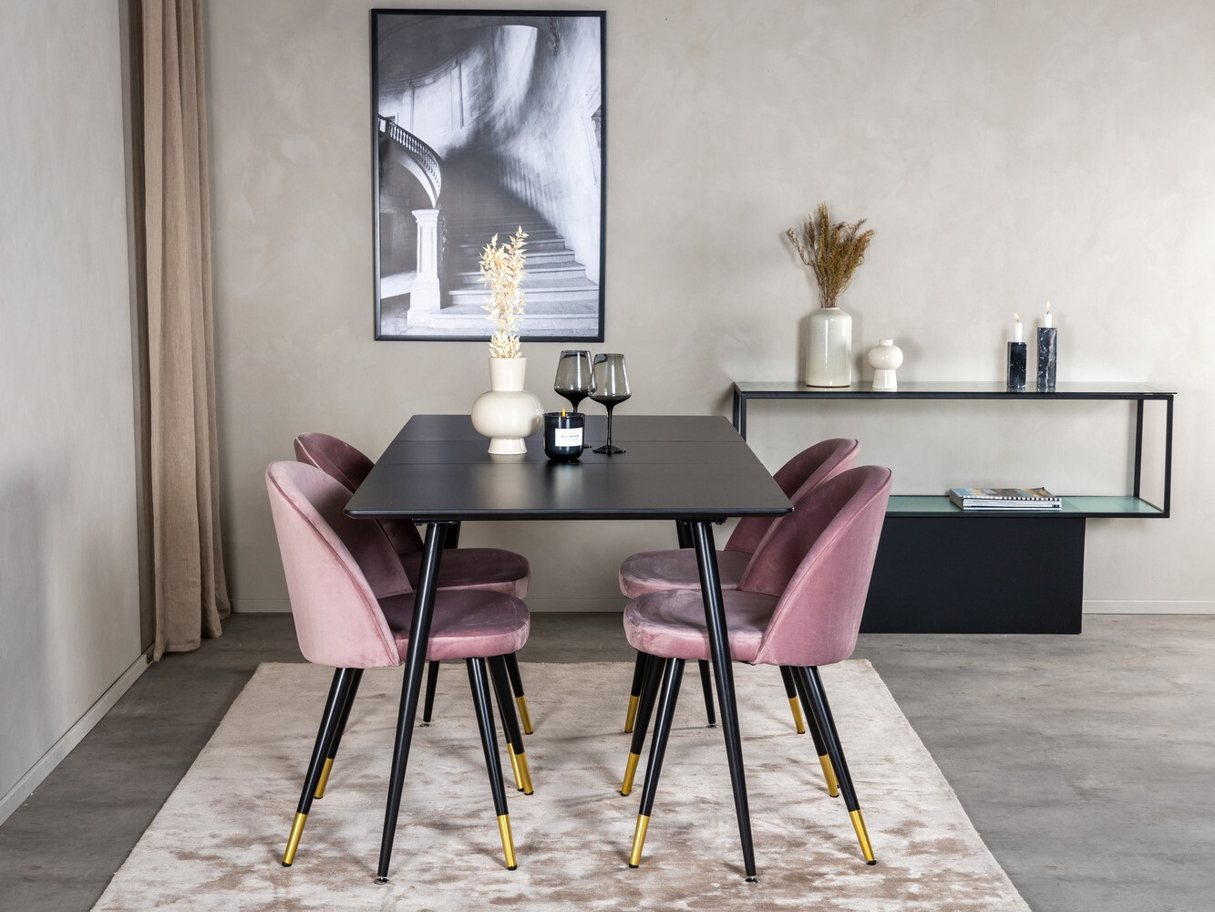 Set sala da pranzo Dallas 1526 (Fucsia + Nero)