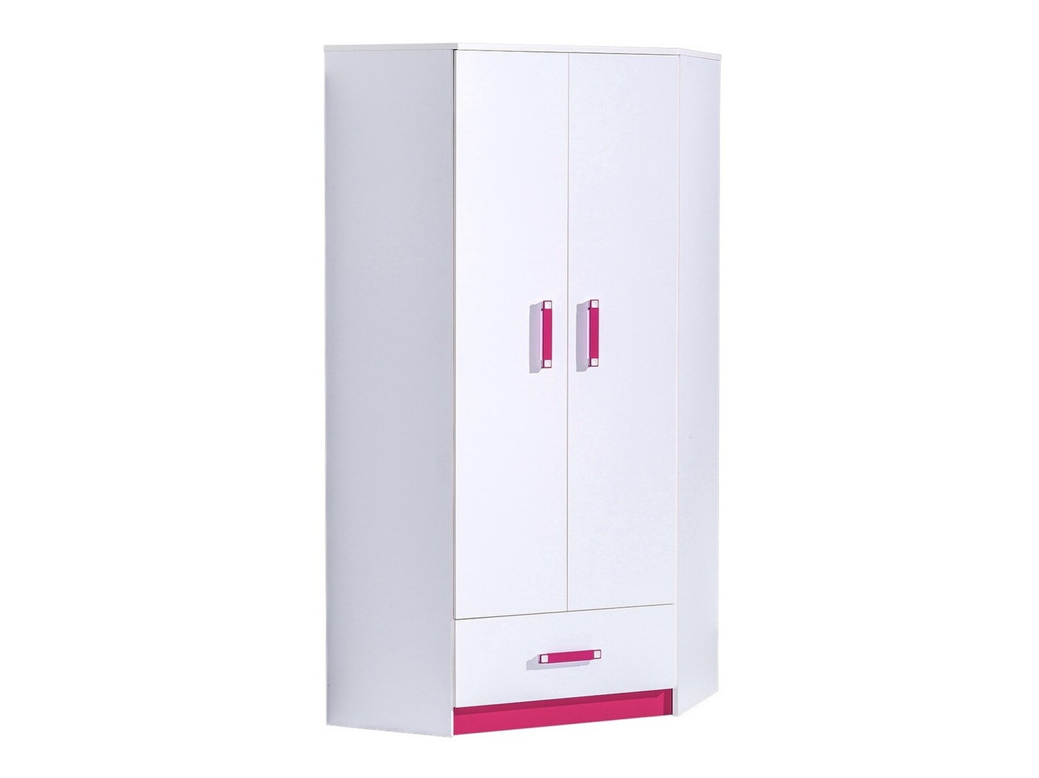 Armadio ad angolo Lorlare 112 (Bianco + Fucsia)
