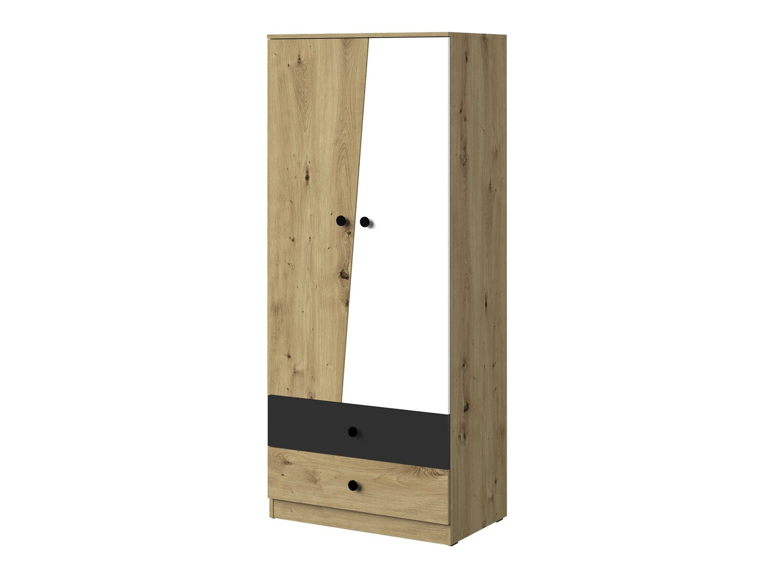 Armadio Mirelbu 100 (Rovere Artisan + Bianco + Nero)