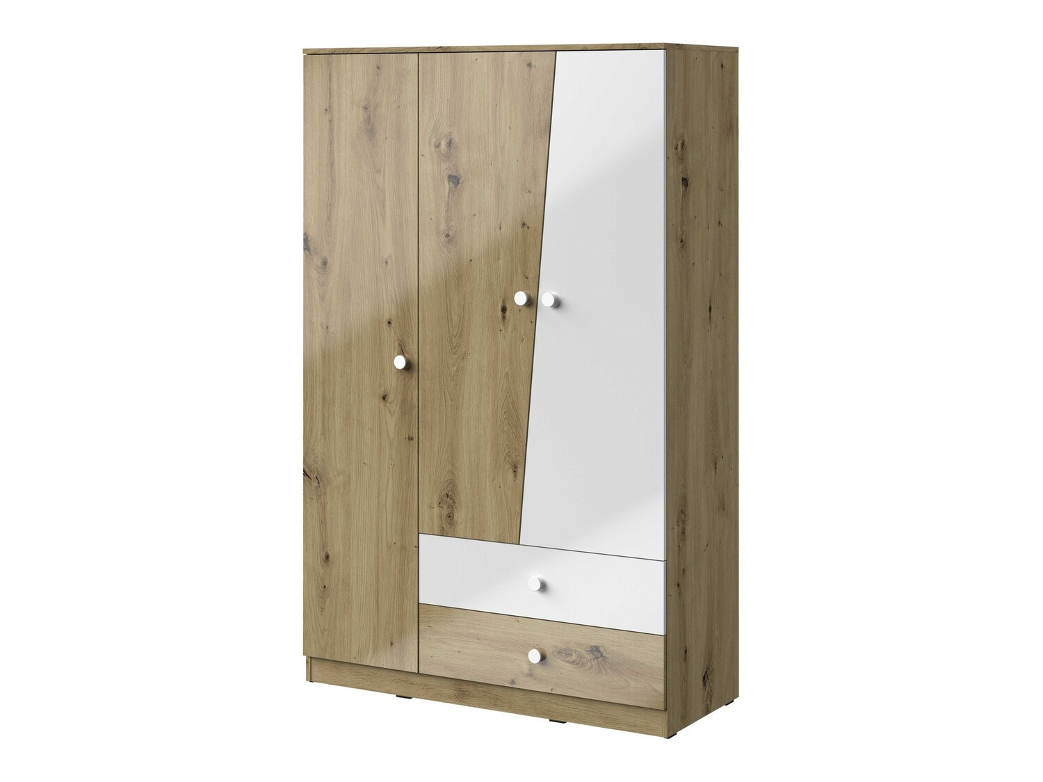 Armadio Mirelbu 102 (Rovere Artisan + Bianco lucido)