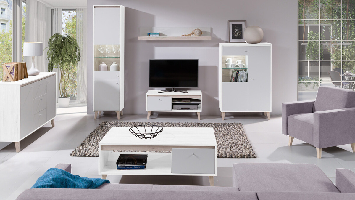 Scaffale Delbene 107 (Rovere Sanremo chiaro + Opaca bianco)