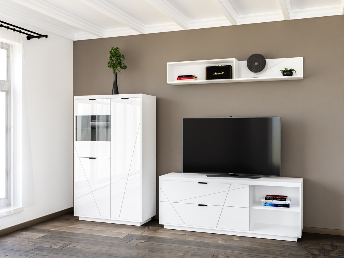 Parete attrezzata Fivale 111 (Bianco lucido + Bianco)
