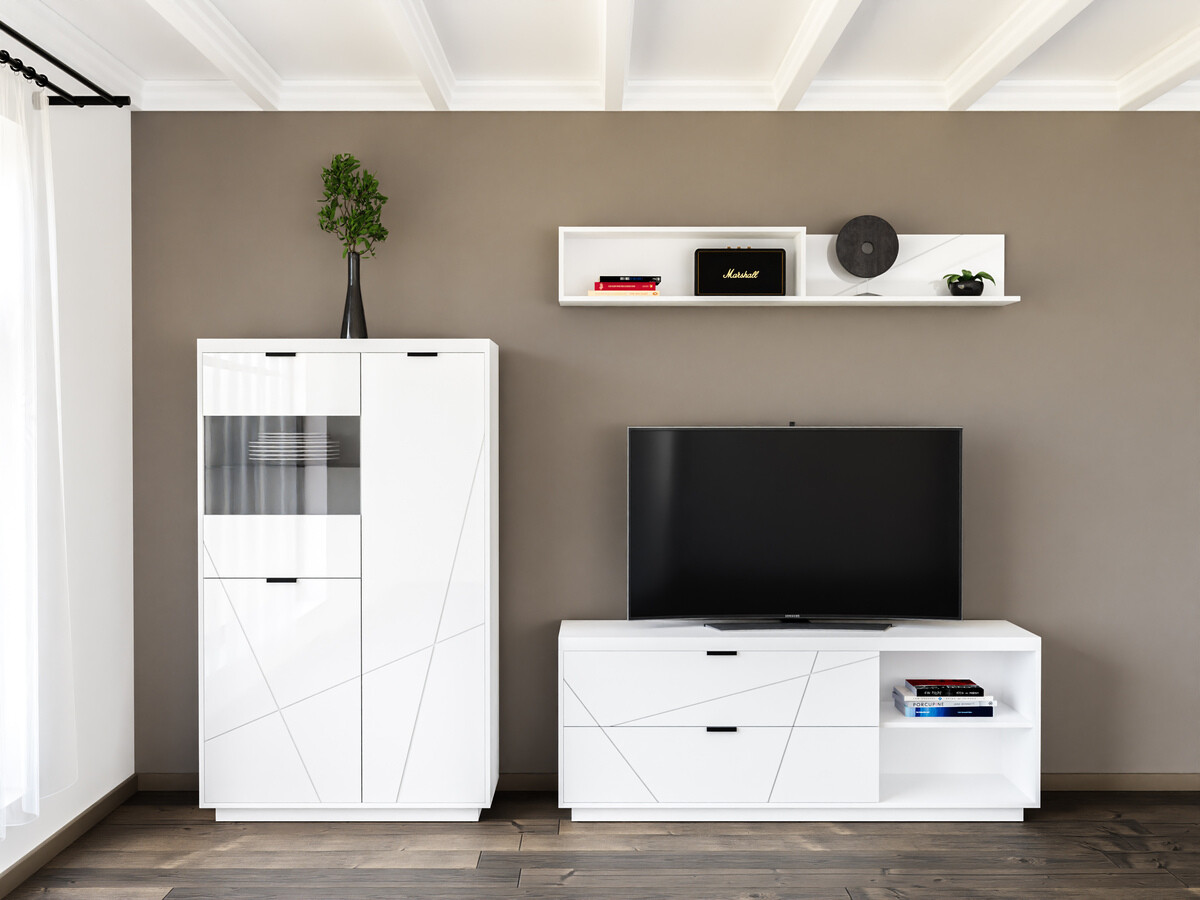 Parete attrezzata Fivale 111 (Bianco lucido + Bianco)