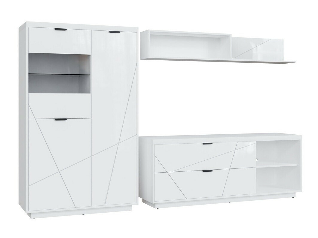 Parete attrezzata Fivale 111 (Bianco lucido + Bianco)