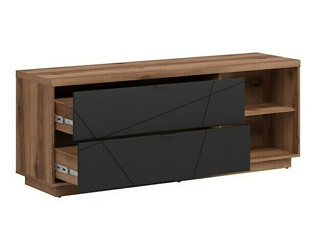 Parete attrezzata Fivale 111 (Rovere delano scuro + Nero opaco)