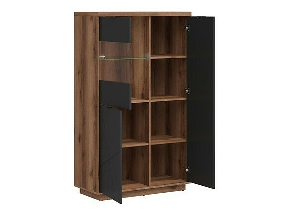 Parete attrezzata Fivale 111 (Rovere delano scuro + Nero opaco)