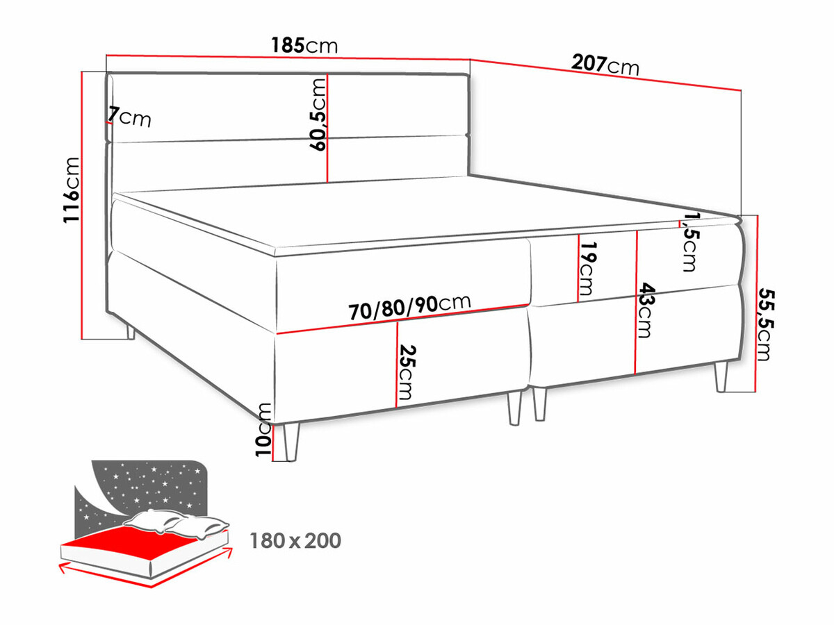 Letto continentale Memphis 135 (Itaka 50)