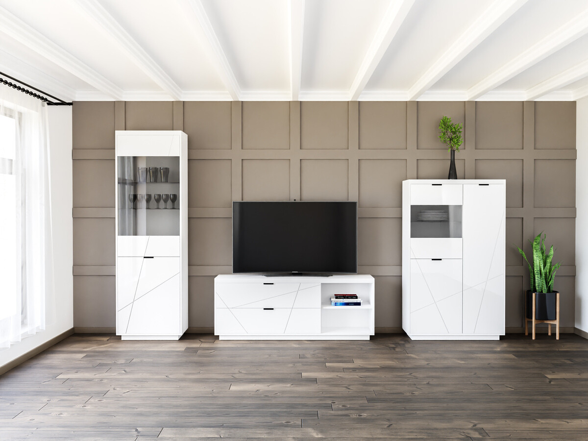 Parete attrezzata Fivale 112 (Bianco lucido + Bianco)