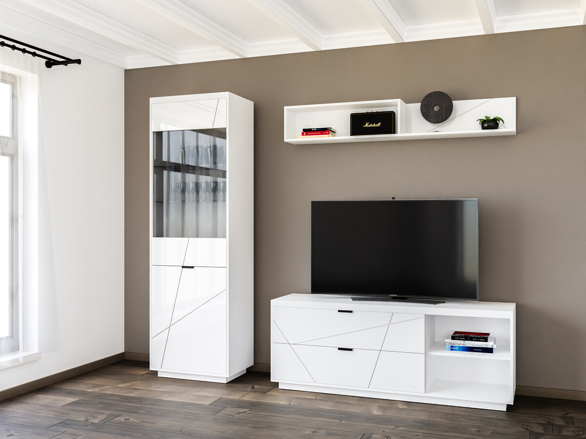 Parete attrezzata Fivale 113 (Bianco lucido + Bianco)