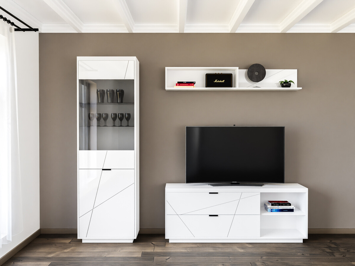 Parete attrezzata Fivale 113 (Bianco lucido + Bianco)