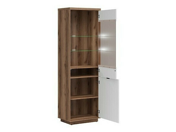Parete attrezzata Fivale 114 (Rovere delano scuro + Bianco lucido)