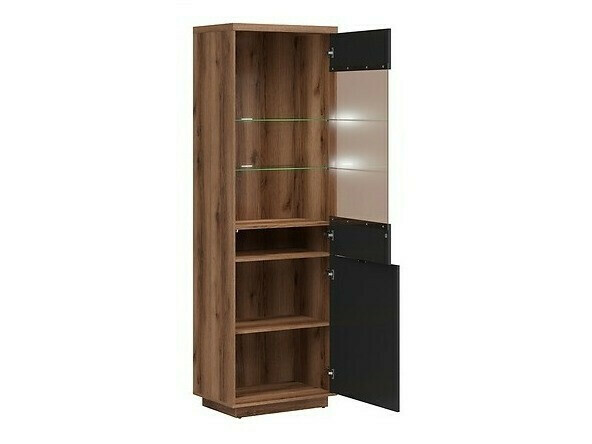 Parete attrezzata Fivale 114 (Rovere delano scuro + Nero opaco)