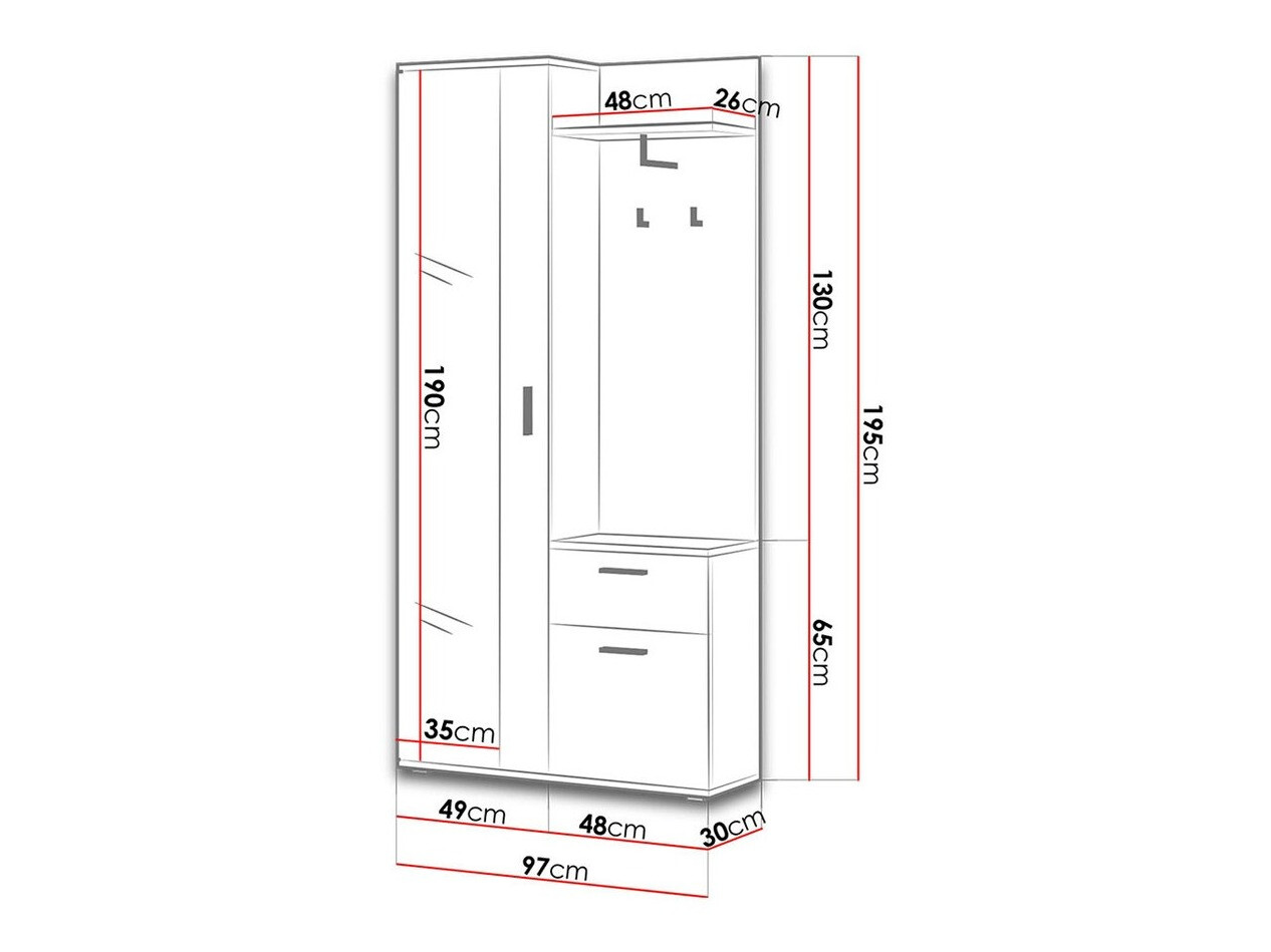 Set arredo da corridoio Pavo (Sonoma quercia + Bianco)