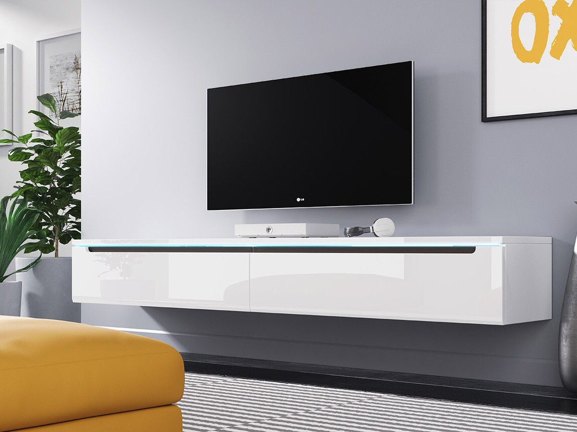 Mobile porta TV Sarasota 114 (Bianco + Bianco lucido)