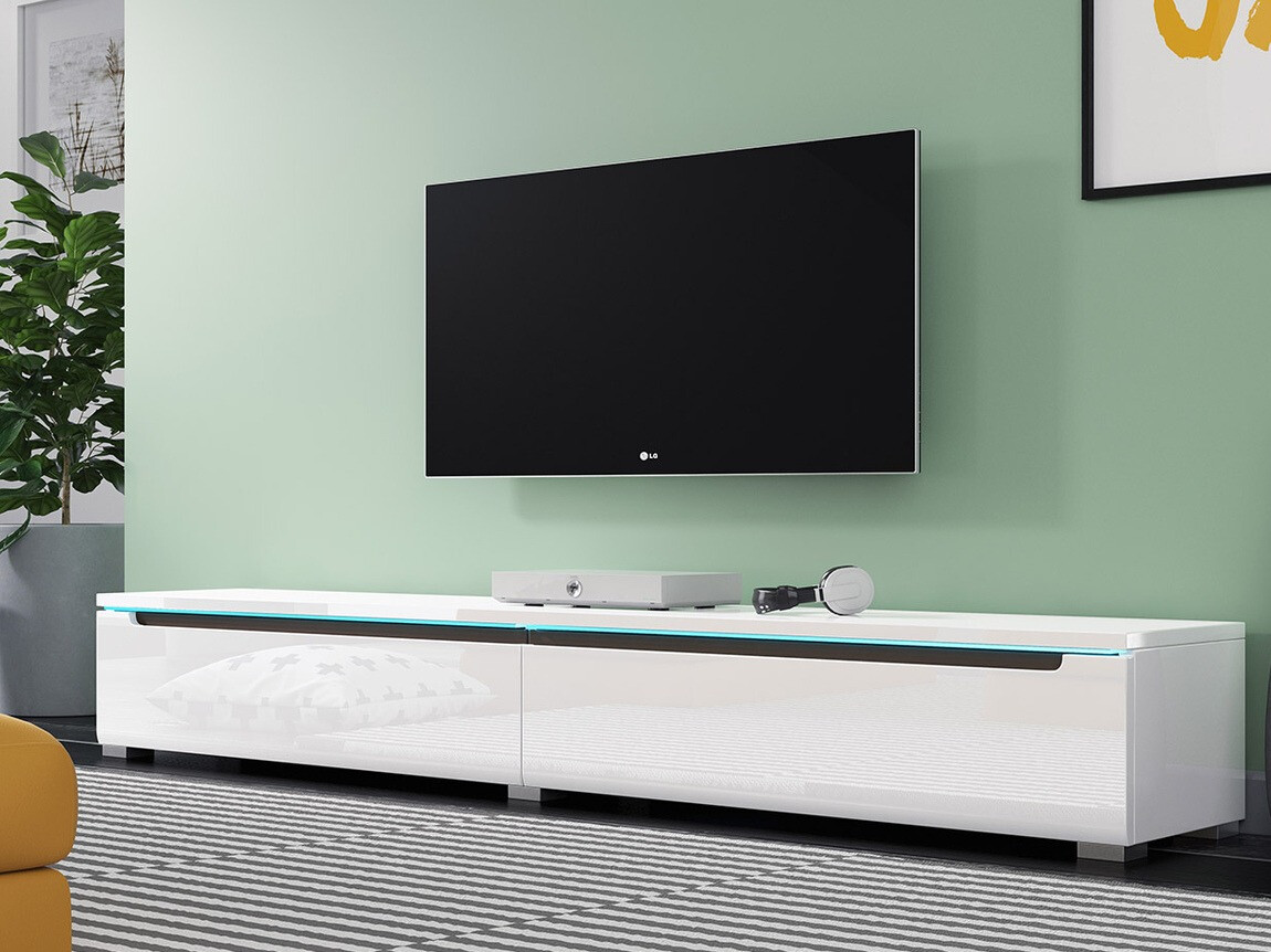 Mobile porta TV Sarasota 114 (Bianco + Bianco lucido)