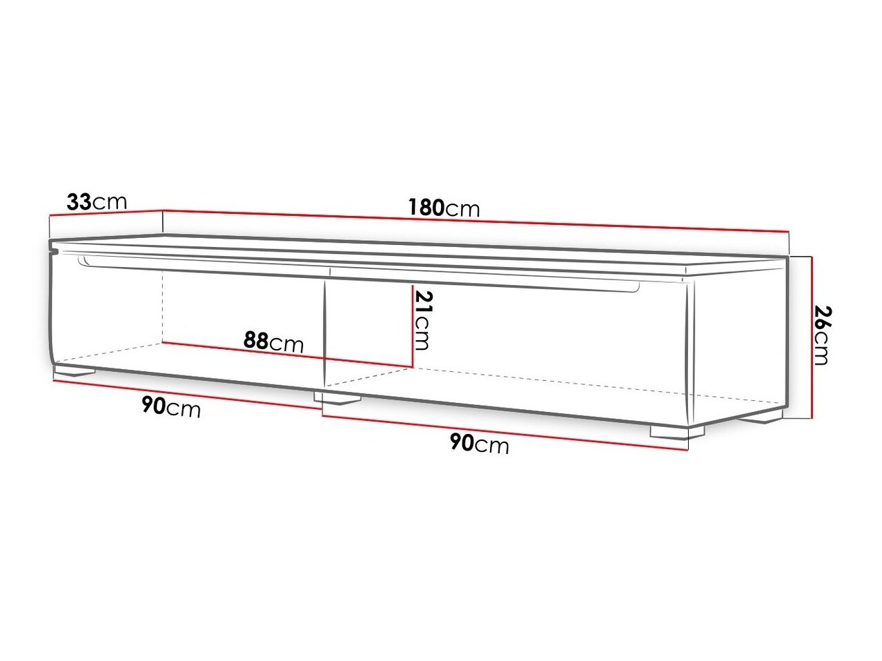 Mobile porta TV Sarasota 114 (Bianco + Bianco lucido)